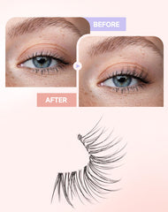Easeful Half Lashes matte fibers for a soft, natural look.