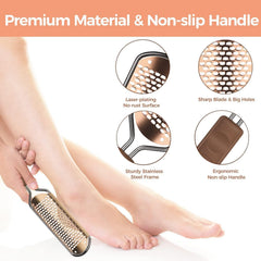 Easkep foot file with laser-plated stainless holes for efficient skin removal