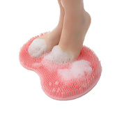 Easkite pink front view of shower foot scrubber mat with secure suction cups for wall mounting