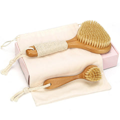 Conjunto eaxun bambú cepillado seco para cuerpo y cara, exfoliación suave y renovación de la piel