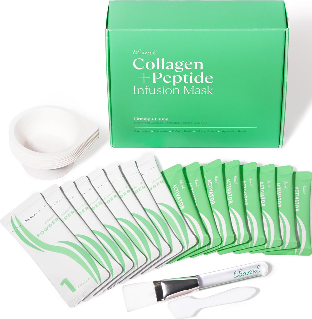 Ebanel Collagen Peptides Wash-Off Mask powder sachets deliver an instant tightening effect.