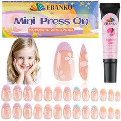 EBANKU uñas postizas para niñas con rosa y flor, ideal para manicura rápida en casa