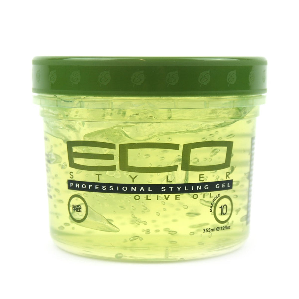 ECCO Eco Styler Olive Oil Gel packaging front shows bottle for everyday styling