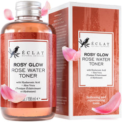 Eclat Skincare Tonico Agua de Rosas, botella elegante para hidratación