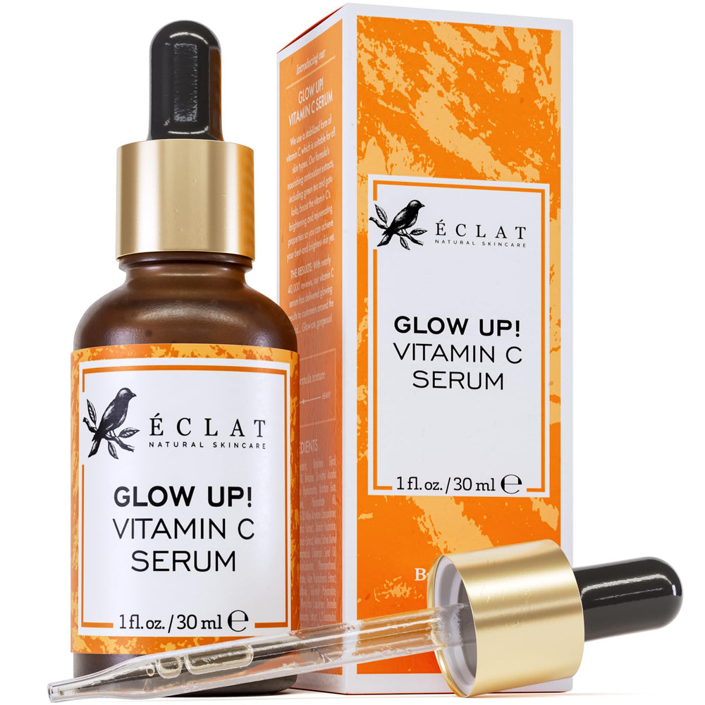 Eclat Skincare Vitamin C Serum bottle boosts radiance for daytime skin prep
