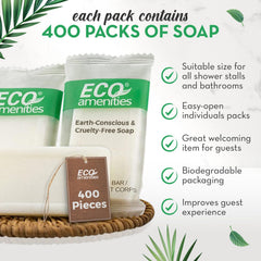 Eco Amenities hotel soap bars bulk pack arranged for restocking