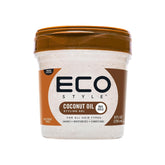 Eco Style Coconut Oil Styling Gel bottle pour shows weightless hold and radiant shine.