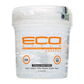 Eco Style Krystal Styling Gel bottle showing strong, weightless hold and shine.