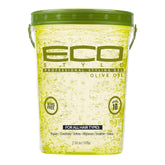 Eco Style Olive Oil Styling Gel bottle front shows moisture-rich shine for all hair types.