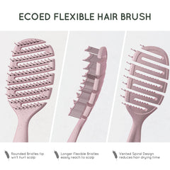 Ecoed Detangler Hairbrush pink works on wet hair for less breakage.