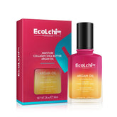 ECOLCHIPRO Aceite de Argán para cabello: botella visible y brillo suave.