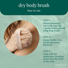 EcoTools dry body brush action shows exfoliation in process on skin