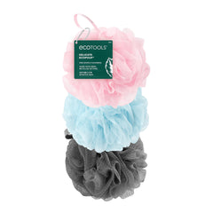 EcoTools EcoPouf 3-pack: soft bath sponges for daily cleansing and gentle exfoliation.
