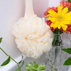 EcoTools EcoPouf Bath Brush in shower with body wash