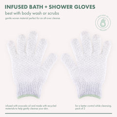 EcoTools guantes en mano durante lavado corporal suave