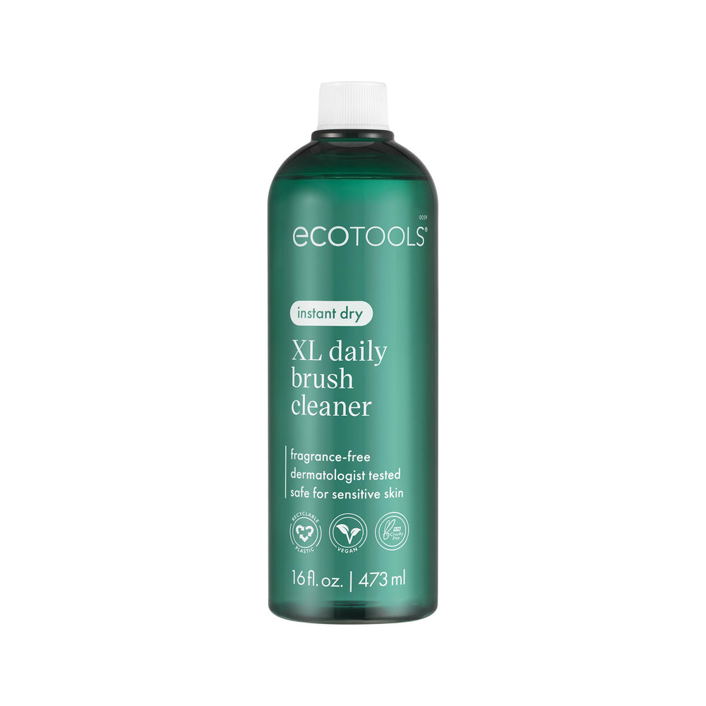 EcoTools XL Daily Brush Cleaner bottle front shows fragrance-free formula for brushes