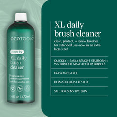 EcoTools XL Daily Brush Cleaner pour action demonstrating quick-dry capability