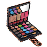 ECVTOP leopard makeup case with mirror, ideal for travel and on-the-go makeup