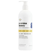 ECZEMA HONEY Oatmeal Body Lotion bottle pouring for long-lasting skin comfort