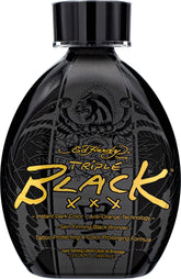 Ed Hardy Black XXX tanning lotion bottle ready for instant deep bronze.