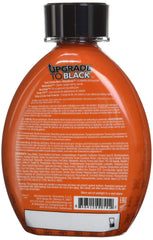 Ed Hardy Upgrade to Black Bronzer label close-up highlights MelanoBronze and DHA for faster tanning.