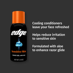 Edge aloe moisturizing formula cushions skin and eases razor glide.