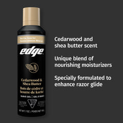 Edge Shave Gel packaging close-up emphasizes value of the 3-pack