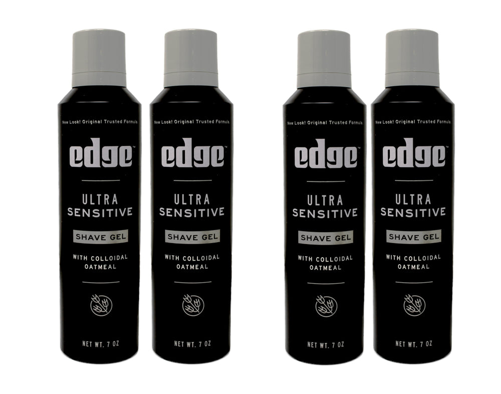 Edge Shave Gel Ultra Sensitive bottle showing fragrance-free hydration for sensitive skin.