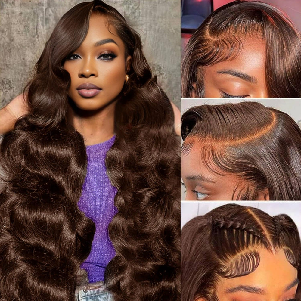 ediere chocolate brown lace front wig 30 inch with 200 density for full, voluminous body wave