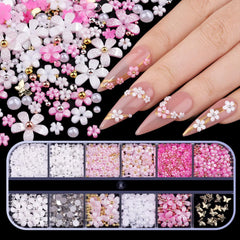 Edittime flores glitter 3D para uñas, ideal para decoraciones brillantes.
