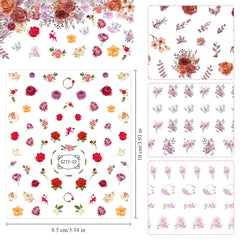 EditTime pegatinas florales para uñas, 4 hojas para estilos delicados.