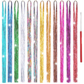 Edoneery Hair Tinsel 12 colors 48 inches adds festival sparkle to any style