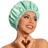 Edoneery reusable shower cap front view for long hair, large size, secure fit