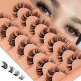 Eefofnn fluffy cluster lashes with D curl for a soft, natural cat-eye look.