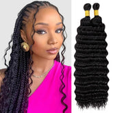 EERYA long curly braiding hair 18in in 1B color for protective styling.