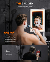 eeuuty Gen 3 fogless mirror mounted on shower wall with razor holder