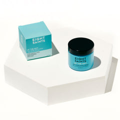 Eight Saints night cream texture closeup showing creamy, velvety application.