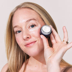 Eight Saints retinol eye cream application on under-eye area