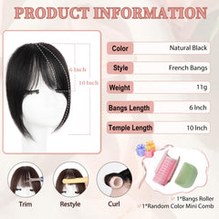 EINAEY bangs featuring temple pieces providing face-framing contour.