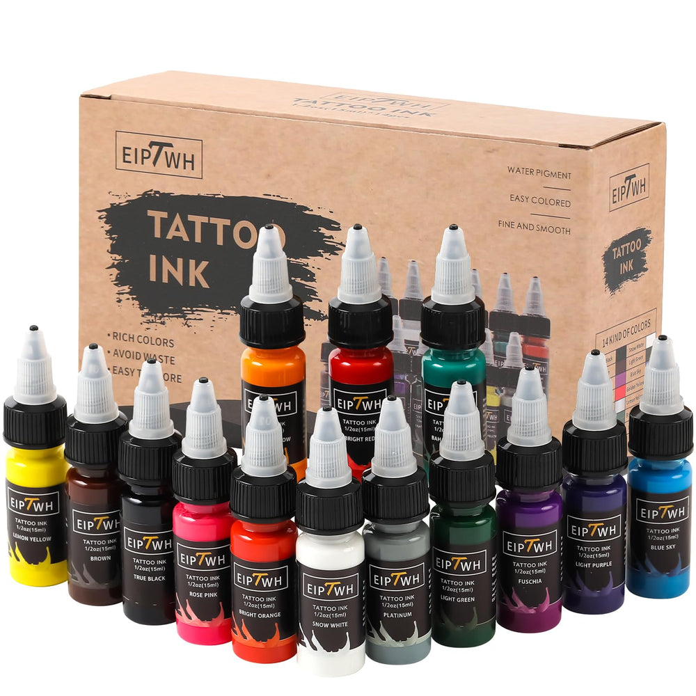 EIPTWH set tinta tatuaje 14 colores, 15 ml, ideal para delinear y sombrear.