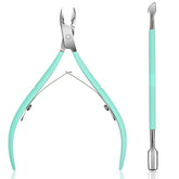Ejiubas cuticle trimmer with cuticle pusher shows precise trimming and a smooth green finish.