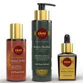 EKMIVEDA hair growth oil bottle with Ayurvedic blend for scalp nourishment