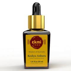 EKMIVEDA hair growth serum bottle with redensyl and Capilia Longa promotes denser looking hair