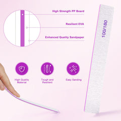 Ekrnlyi nail files 180-grit side refines natural nails and smooths surfaces.