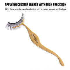 Ekysso precision lash tweezers for strip lashes with secure grip.