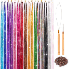ELASO 16-color hair tinsel kit in 48 inches adds vibrant sparkle to daily looks.