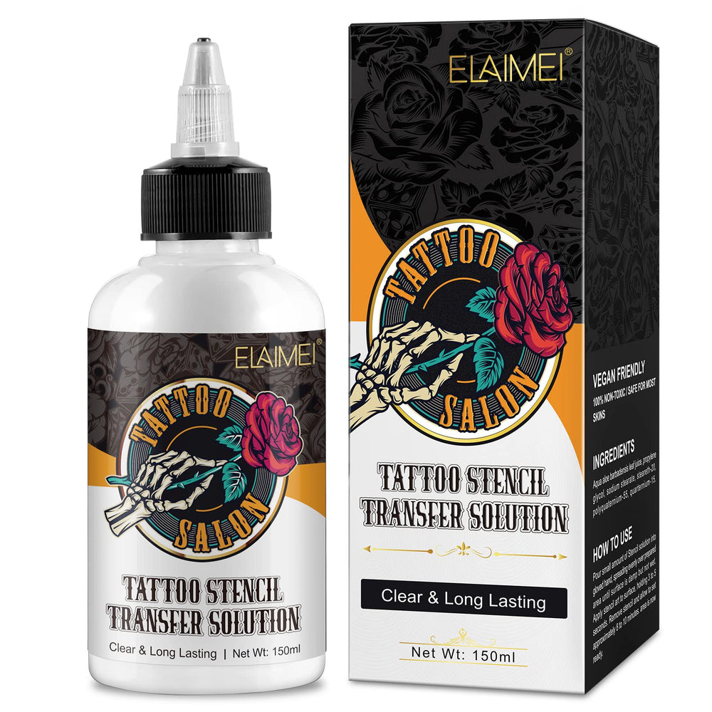 ELCHHIRSCH tattoo transfer gel bottle closeup for studio use