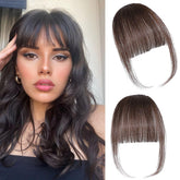 ELEFOCUS clip-in bangs closeup shows seamless blend and natural shine for everyday wear