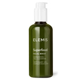 Elemis Superfood Facial Wash bottle shows 200ml size for daily cleansing and balanced skin