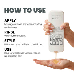 ELEVEN AUSTRALIA Deep Clean Clarifying Shampoo orange oil detail suggests refreshing cleanse.
